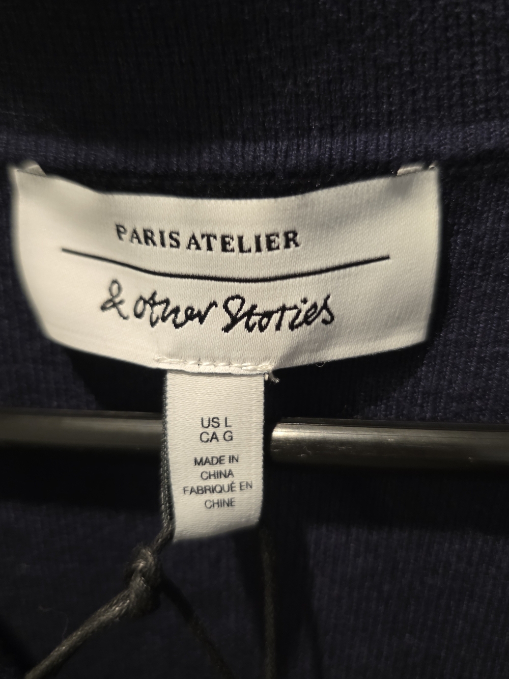 & OTHER STORIES Fitted Uniform Detail Polo Sweater Women's L Navy Paris Atelier - Picture 6 of 15